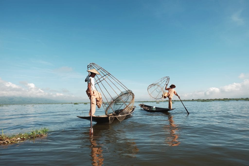 Intha-fiskere ved Inle-søen